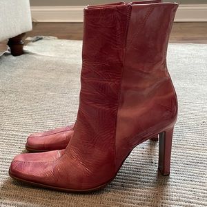Pink Leather Ankle Boots, 7.5, BRONX brand